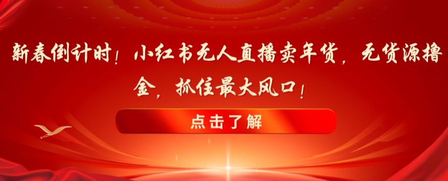 新春倒计时！小红书无人直播卖年货，无货源撸金，抓住最大风口【揭秘】-网创资源吧