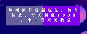 短视频带货新玩法,加个特效,每天躺赚1000+,小白当天见收益【揭秘】-网创资源吧