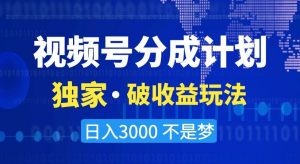 视频号分成计划,独家·破收益玩法,日入3000不是梦【揭秘】-网创资源吧