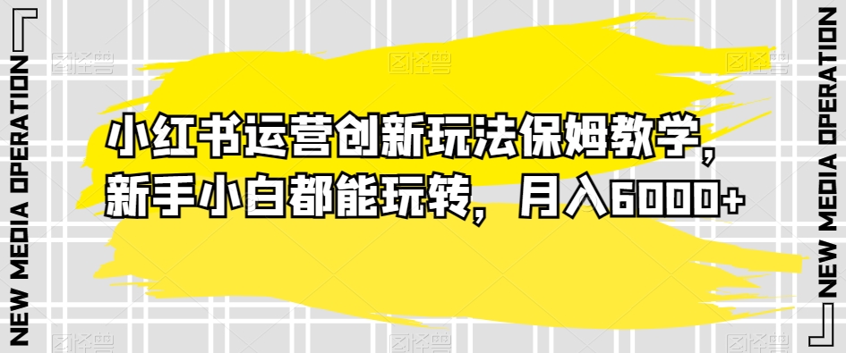 小红书运营创新玩法保姆教学，新手小白都能玩转，月入6000+【揭秘】-网创资源吧