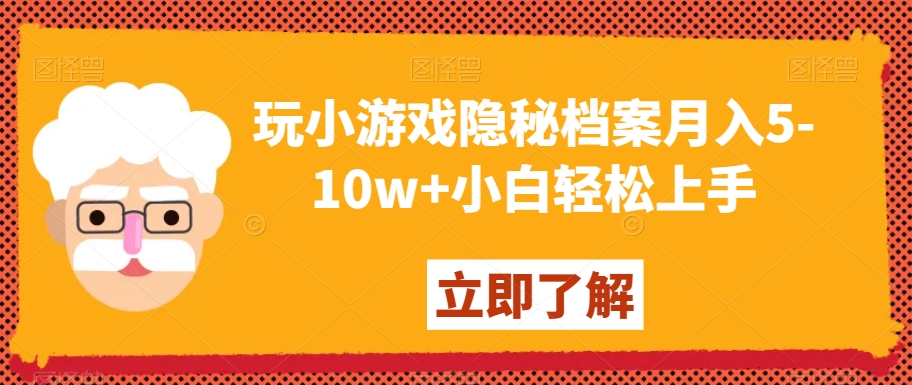 玩小游戏隐秘档案月入5-10w+小白轻松上手【揭秘】-网创资源吧