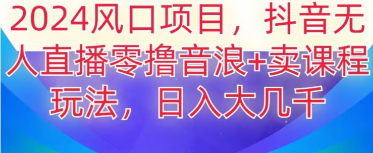 2024风口项目，抖音无人主播撸音浪+卖课程玩法，日入大几千【揭秘】-网创资源吧
