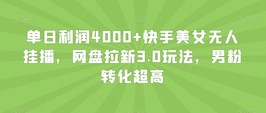 单日利润4000+快手美女无人挂播，网盘拉新3.0玩法，男粉转化超高【揭秘】-网创资源吧