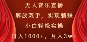 无人音乐直播,解放双手,实现躺赚,小白轻松实操,日入1000+,月入3w+【揭秘】-网创资源吧