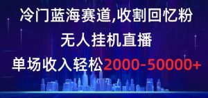 冷门蓝海赛道,收割回忆粉,无人挂机直播,单场收入轻松2000-5w+【揭秘】-网创资源吧