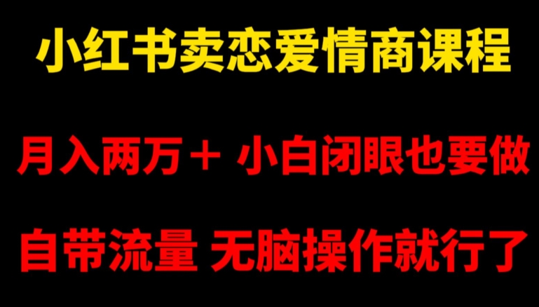 小红书卖恋爱情商课程，月入两万＋，小白闭眼也要做，自带流量，无脑操作就行了【揭秘】-网创资源吧