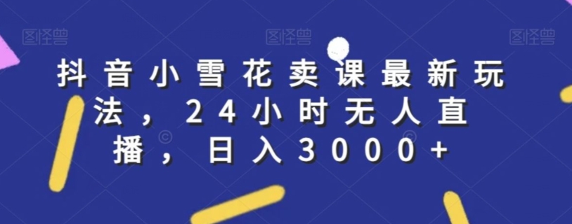 抖音小雪花卖课最新玩法，24小时无人直播，日入3000+【揭秘】-网创资源吧