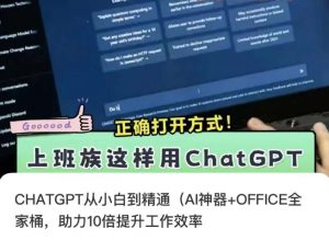CHATGPT从小白到精通,AI神器+OFFICE全家桶,助力10倍提升工作效率-网创资源吧