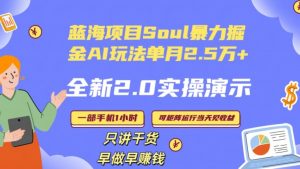 Soul怎么做到单月变现25000+全新2.0AI掘金玩法全程实操演示小白好上手【揭秘】-网创资源吧