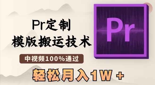最新Pr定制模版搬运技术，中视频100%通过，几分钟一条视频，轻松月入1W＋【揭秘】-网创资源吧