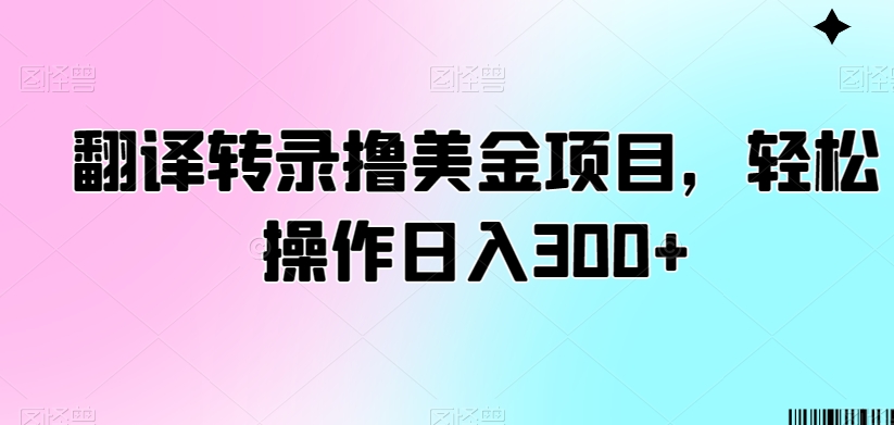 翻译转录撸美金项目，轻松操作日入300+【揭秘】-网创资源吧