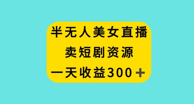 半无人美女直播，卖短剧资源，一天收益300+【揭秘】-网创资源吧