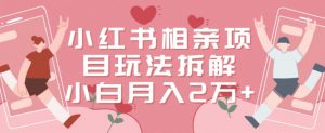 小红书相亲项目玩法拆解,有人通过这个副业项目做到了月收入2万多【揭秘】-网创资源吧