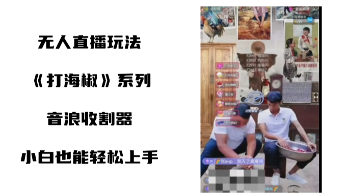 打海椒无人直播整蛊项目，小白轻松上手撸音浪收割器-网创资源吧