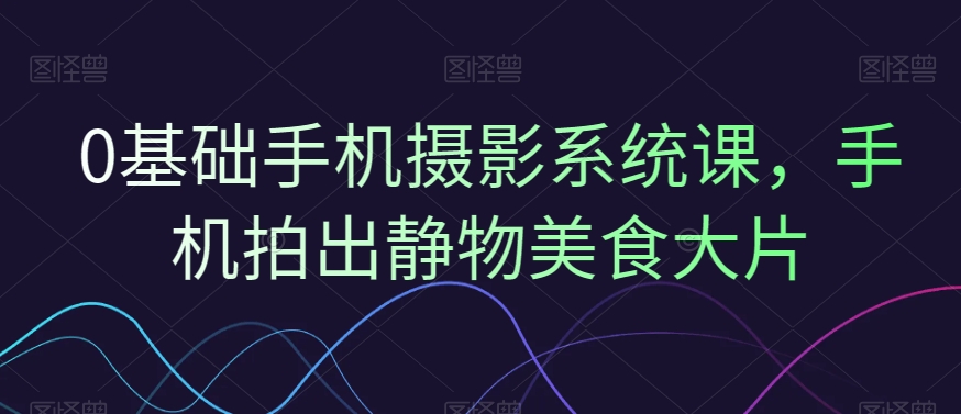 0基础手机摄影系统课，手机拍出静物美食大片-网创资源吧