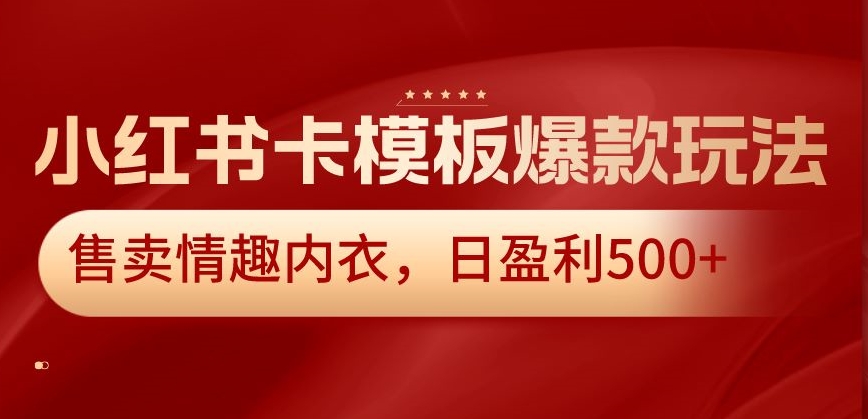 小红书卡模板爆款玩法，售卖情趣内衣，日盈利500+【揭秘】-网创资源吧
