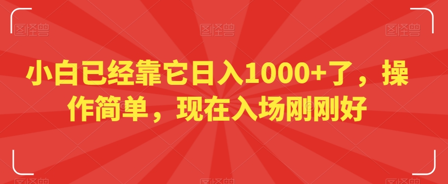 小白已经靠它日入1000+了，操作简单，现在入场刚刚好【揭秘】-网创资源吧