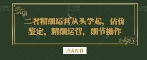 二奢精细运营从头学起，估价鉴定，精细运营，细节操作-网创资源吧