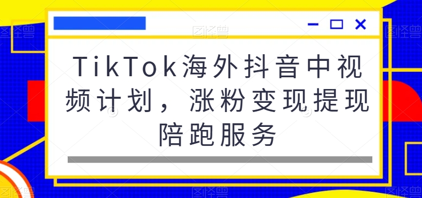 TikTok海外抖音中视频计划，涨粉变现提现陪跑服务-网创资源吧