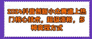 2024抖音创新小众赛道上热门核心技术,超级涨粉,多种变现方式【揭秘】-网创资源吧