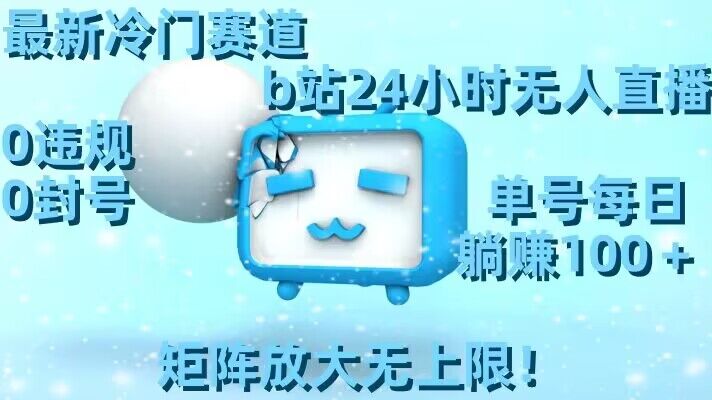 最新冷门赛道，b站24小时无人直播，0违规0封号，单号每日躺赚100＋，矩阵放大无上限【揭秘】-网创资源吧