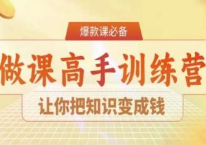 28天做课高手陪跑营,让你把知识变成钱-网创资源吧