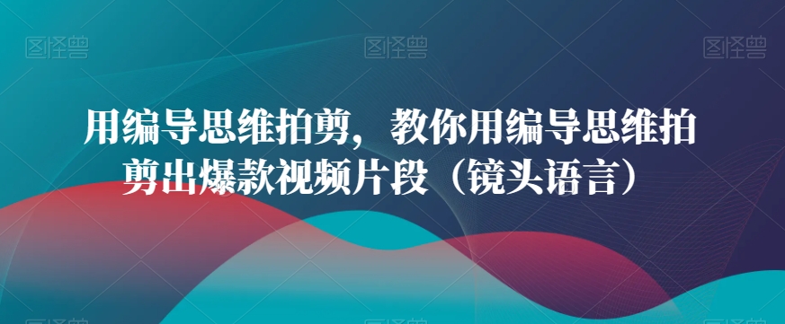 用编导思维拍剪，教你用编导思维拍剪出爆款视频片段（镜头语言）-网创资源吧