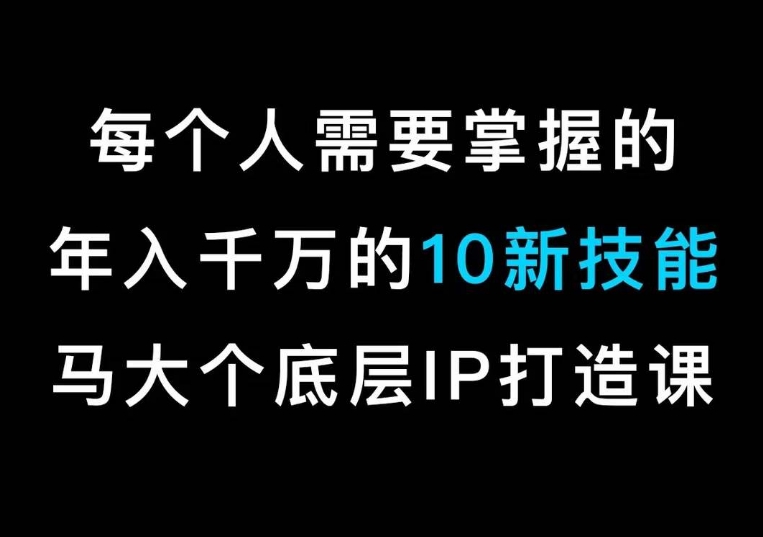 马大个的IP底层逻辑课，​每个人需要掌握的年入千万的10新技能，约会底层IP打造方法！-网创资源吧