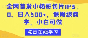全网首发小杨哥切片IP3.0,日入500+,保姆级教学,小白可做【揭秘】-网创资源吧