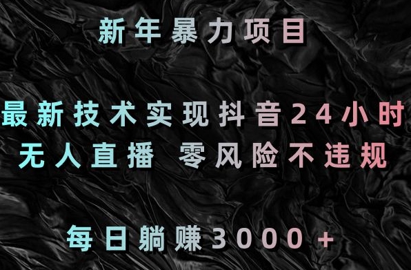 新年暴力项目，最新技术实现抖音24小时无人直播，零风险不违规，每日躺赚3000＋【揭秘】-网创资源吧