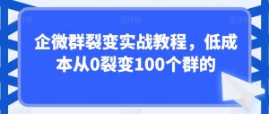 企微群裂变实战教程,低成本从0裂变100个群的-网创资源吧