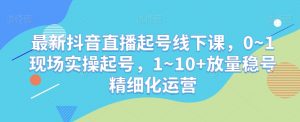 最新抖音直播起号线下课，0~1现场实操起号，1~10+放量稳号精细化运营-网创资源吧