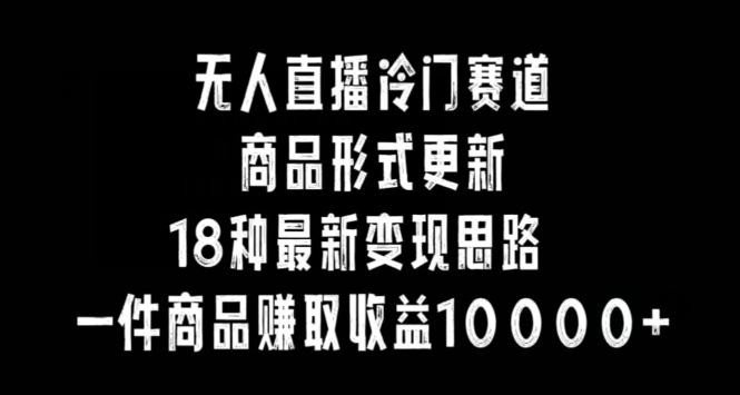 无人直播冷门赛道，商品形式更新，18种变现思路，一件商品赚取收益10000+【揭秘】-网创资源吧