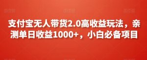 支付宝无人带货2.0高收益玩法,亲测单日收益1000+,小白必备项目【揭秘】-网创资源吧