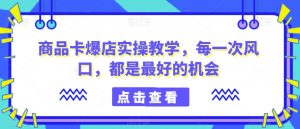 商品卡爆店实操教学,每一次风口,都是最好的机会-网创资源吧