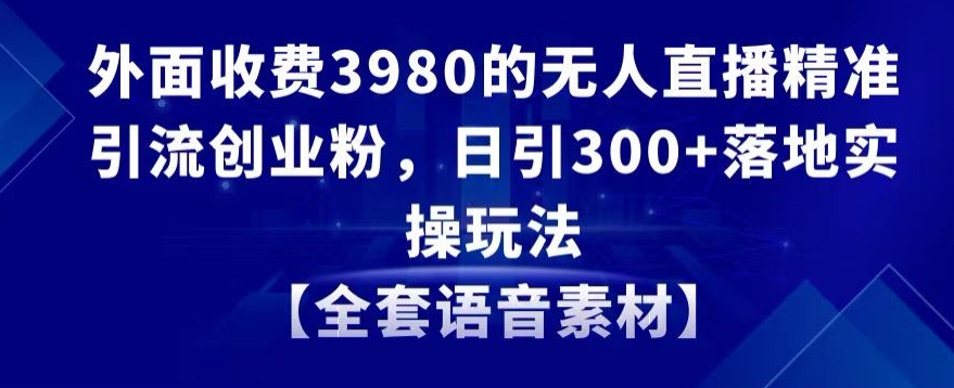 外面收费3980的无人直播精准引流创业粉，日引300+落地实操玩法【全套语音素材】【揭秘】-网创资源吧