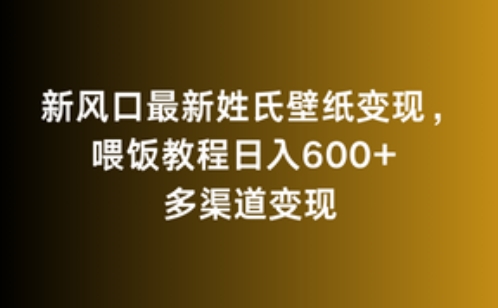 新风口最新姓氏壁纸变现，喂饭教程日入600+【揭秘】-网创资源吧