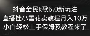 抖音全民k歌5.0新玩法,直播挂小雪花卖教程月入10万,小白轻松上手,保姆及教程来了【揭秘】-网创资源吧