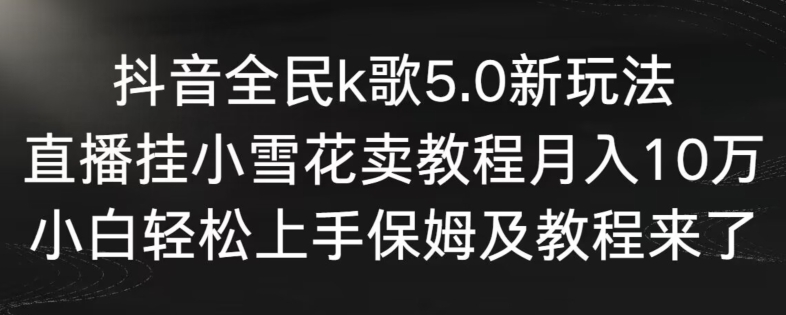 抖音全民k歌5.0新玩法，直播挂小雪花卖教程月入10万，小白轻松上手，保姆及教程来了【揭秘】-网创资源吧