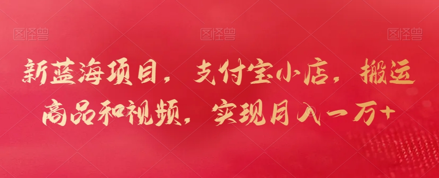新蓝海项目，支付宝小店，搬运商品和视频，实现月入一万+【揭秘】-网创资源吧