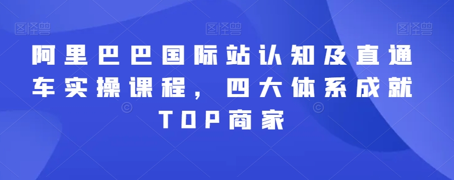 阿里巴巴国际站认知及直通车实操课程，四大体系成就TOP商家-网创资源吧