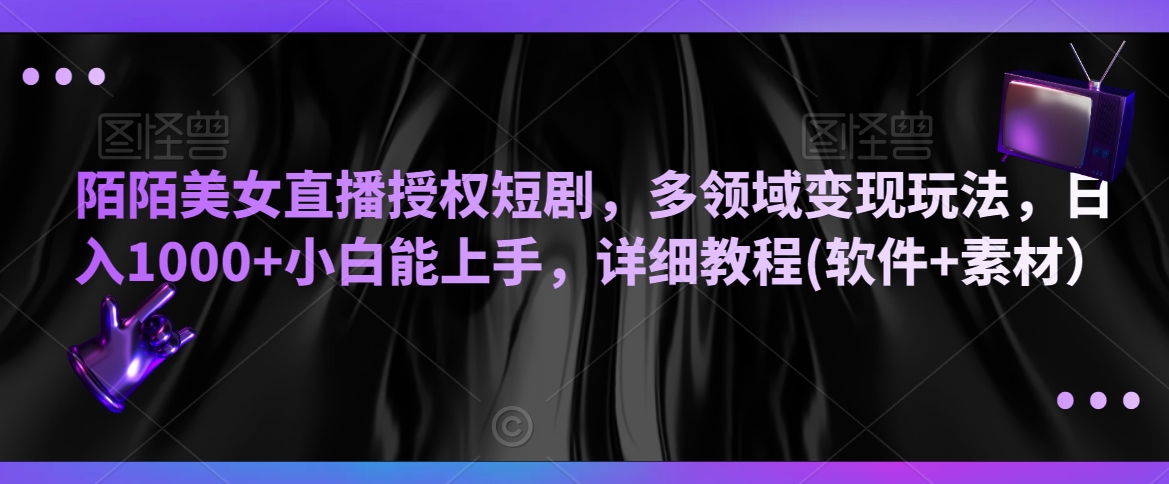 陌陌美女直播授权短剧，多领域变现玩法，日入1000+小白能上手，详细教程(软件+素材）【揭秘】-网创资源吧