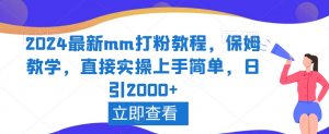 2024最新mm打粉教程,保姆教学,直接实操上手简单,日引2000+【揭秘】-网创资源吧
