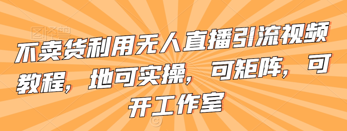 不卖货利用无人直播引流视频教程，地可实操，可矩阵，可开工作室【揭秘】-网创资源吧