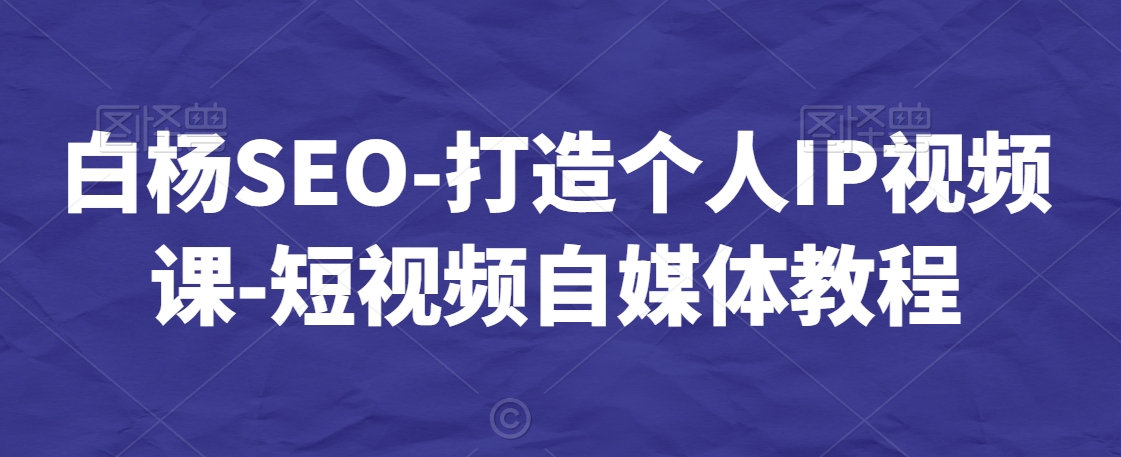 白杨SEO-打造个人IP视频课-短视频自媒体教程-网创资源吧