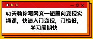 41天教你写网文—短篇向变现实操课,快速入门变现,门槛低,学习周期快-网创资源吧