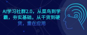 AI学习社群2.0,从菜鸟到学霸,夯实基础,从干货到硬货,重在应用-网创资源吧