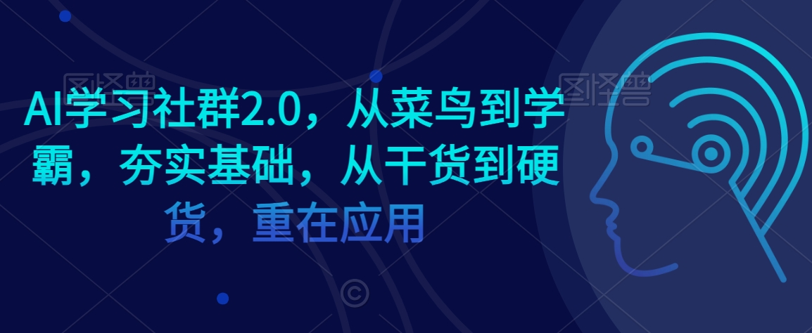 AI学习社群2.0，从菜鸟到学霸，夯实基础，从干货到硬货，重在应用-网创资源吧
