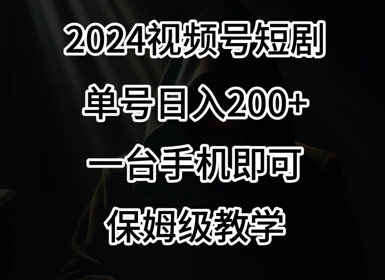 2024风口，视频号短剧，单号日入200+，一台手机即可操作，保姆级教学【揭秘】-网创资源吧