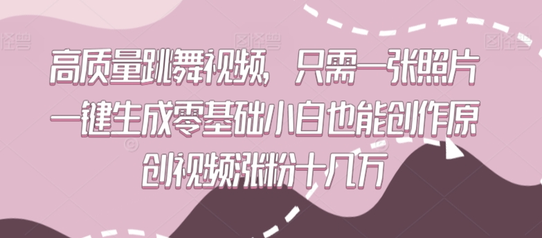高质量跳舞视频，只需一张照片一键生成零基础小白也能创作原创视频涨粉十几万【揭秘】-网创资源吧